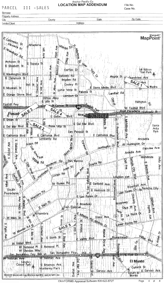 (LOCATION MAP ADDENDUM FOR PARCEL III SALES)